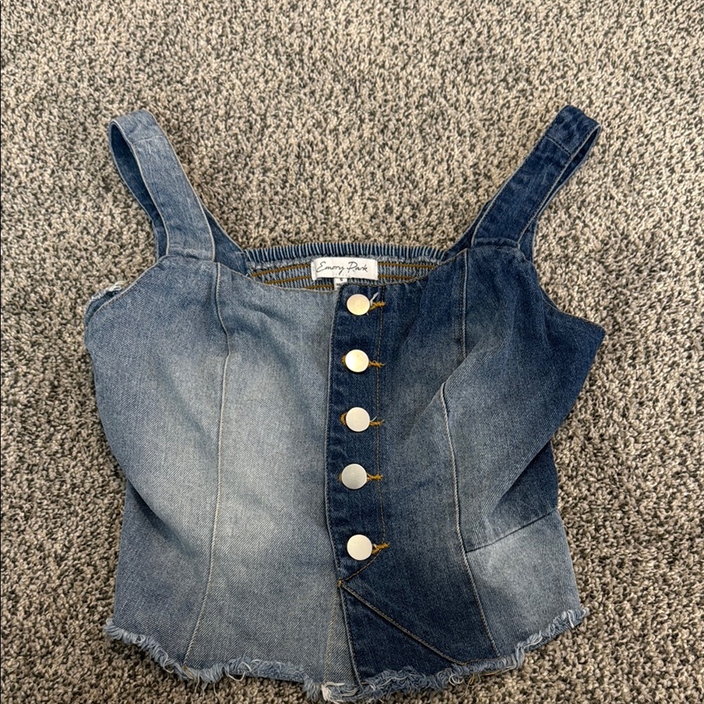 Emory Park Blue Denim Button-Up Top